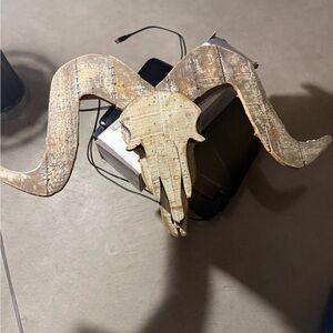 Rustic Wooden Ram Skull Wall Decor